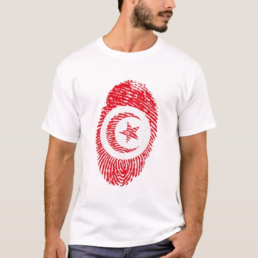 チュニジア国旗の指紋国プライド Tシャツ (正面)