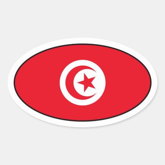チュニジア国旗の楕円シール 楕円形シール (正面)