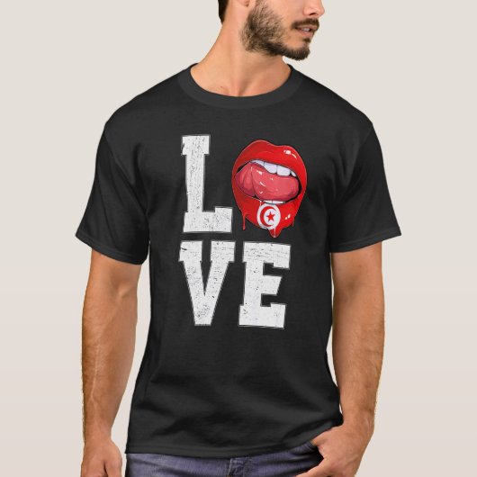 チュニジア国旗サッカーファン愛チュニジア Tシャツ (正面)