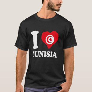 チュニジア国旗ハートチュニジアプライド Tシャツ