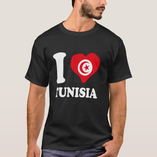 チュニジア国旗ハートチュニジアプライド Tシャツ (正面)