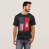 チュニジア国旗 アメリカとチュニジアの旗 自慢のチュニジア Tシャツ (正面フル)