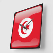 チュニジア国旗 スクエア壁時計 (傾斜)