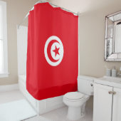 チュニジア国旗(チュニジア)(イスラム三日月) シャワーカーテン (インサイチュ)