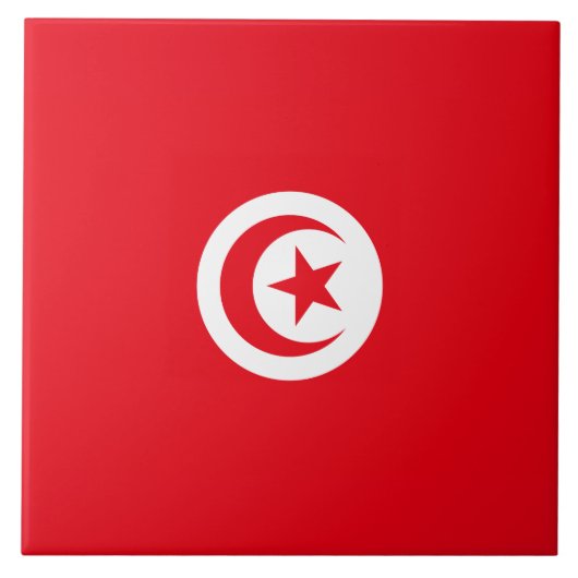 チュニジア国旗(チュニジア)(イスラム三日月) タイル (正面)