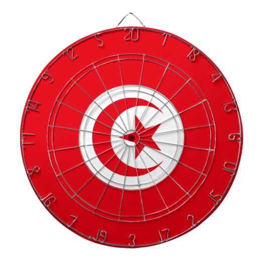 チュニジア国旗（チュニジア）（イスラム三日月） ダーツボード (正面)