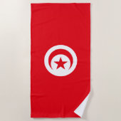 チュニジア国旗（チュニジア）（イスラム三日月） ビーチタオル (正面)