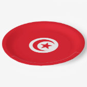 チュニジア国旗(チュニジア)(イスラム三日月) ペーパープレート (アングル)