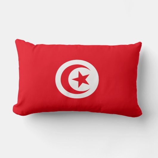チュニジア国旗（チュニジア）（イスラム三日月） ランバークッション (正面)