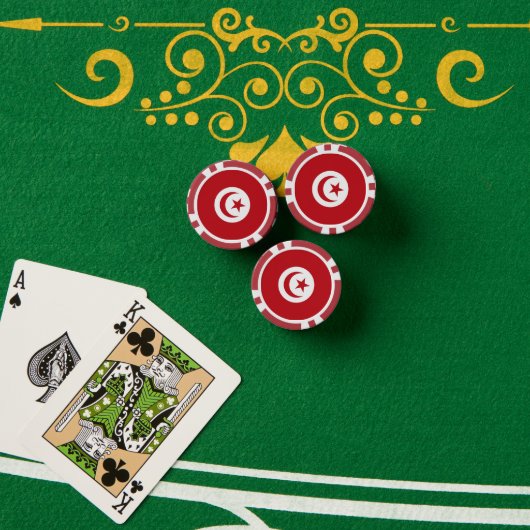 チュニジア国旗 ポーカーチップ (ポーカーテーブル (スタック))