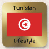 チュニジア国旗+文字コースター コースター (正面)