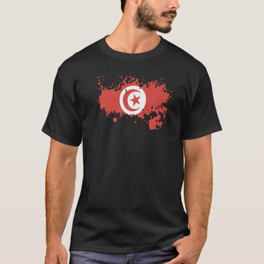 チュニジア土産女性国男性へ旗 Tシャツ (正面)