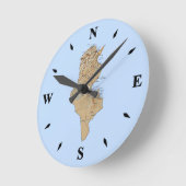 チュニジア地図の時計 ラウンド壁時計 (傾斜)