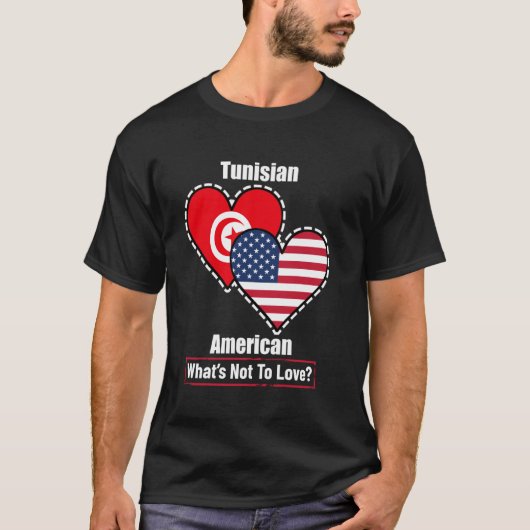 チュニジア系アメリカ人のハートフラグ 愛してるよ Tシャツ (正面)