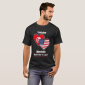 チュニジア系アメリカ人のハートフラグ 愛してるよ Tシャツ (正面フル)