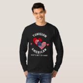 チュニジア系アメリカ人 何が悪い? ハートフラグ Tシャツ (正面フル)