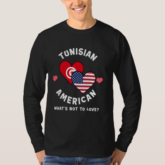チュニジア系アメリカ人 何が悪い? ハートフラグ Tシャツ (正面)