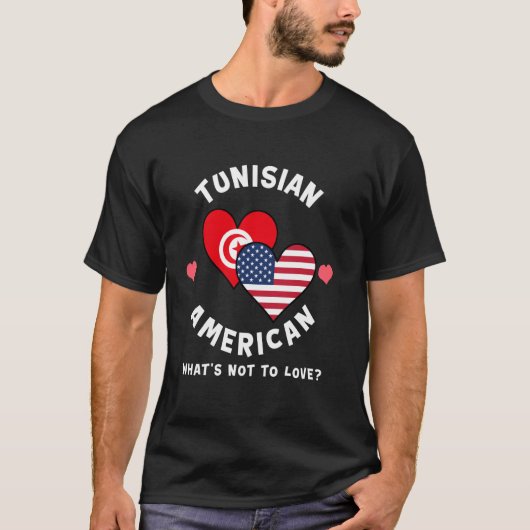 チュニジア系アメリカ人 愛すべきチュニジア ハートフラグ Tシャツ (正面)