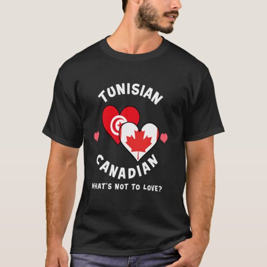 チュニジア系カナダ人 愛すべき何が悪い ハートフラグ Tシャツ (正面)