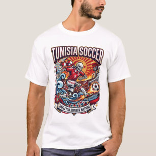 チュニジア サッカー スケルトン ストライカー ネイションズ プレミアム スペース Tシャツ