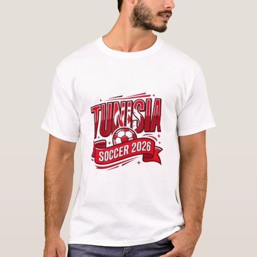 チュニジア サッカー 2026 サッカー 太字 国名 タイポグラフィ Tシャツ (正面)
