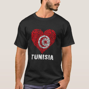 チュニジア チュニジアの旗 ハート チュニジアのルーツ チュニジア Tシャツ