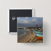 チュニジア、ボン帽、ハムメット、水辺 缶バッジ (正面&裏面)