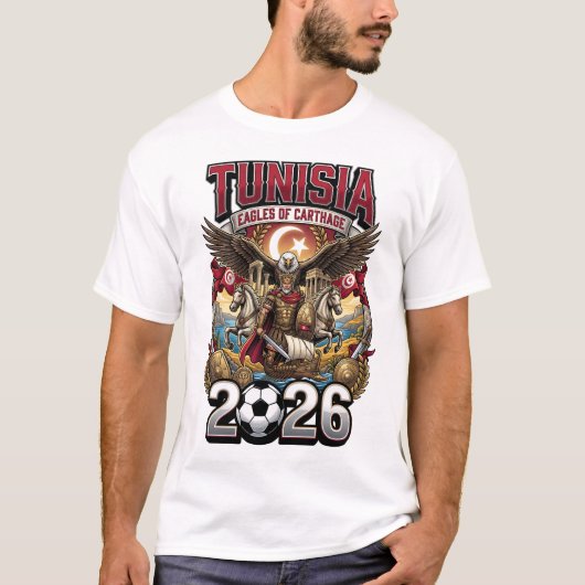 チュニジア 2026 ファンTシャツ Tシャツ (正面)