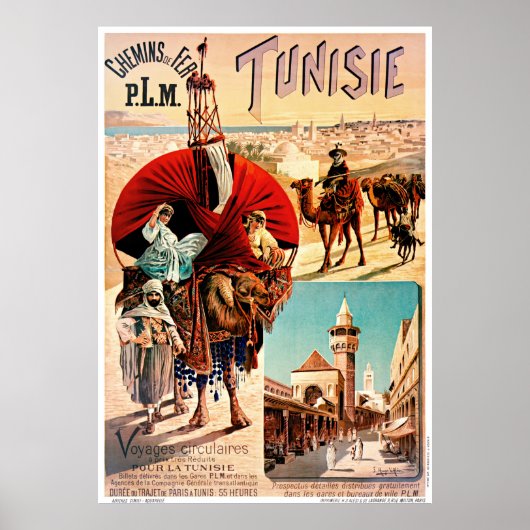チュニジアPLMチュニジアヴィンテージ旅行ポスター復元 ポスター (正面)