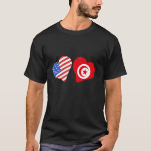 チュニジアUSAハートチュニジアプライドチュニジア Tシャツ