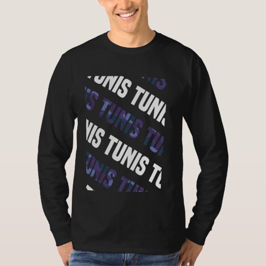 チュニス迷彩柄パターンパープルカモフラージュ Tシャツ (正面)