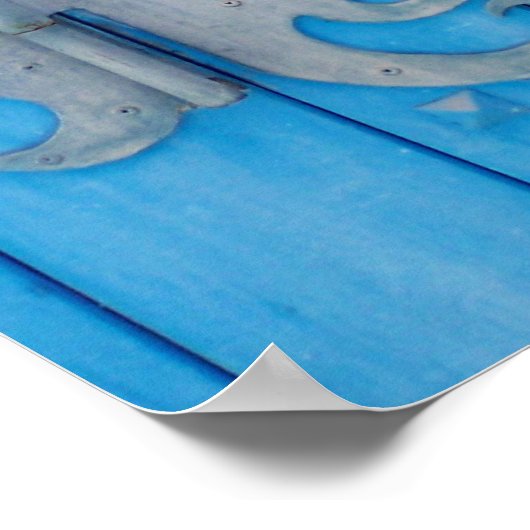 チュニ伝統的シアの青い木製ドア ポスター (角)