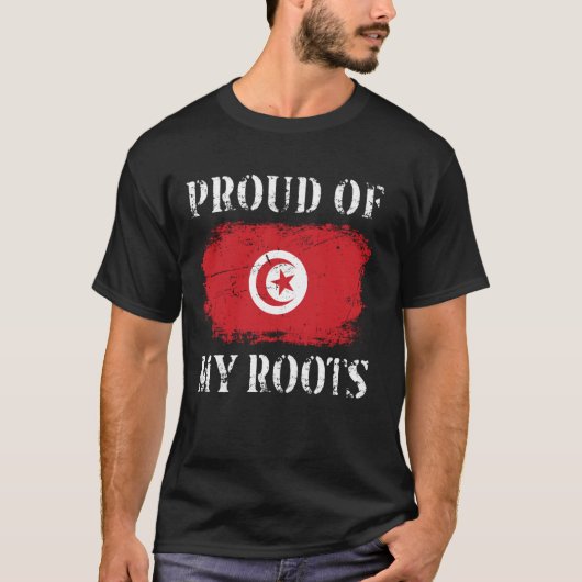 チュニ誇りを持ったジアルーツチュニジア国旗チュニジア Tシャツ (正面)