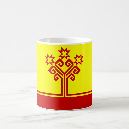 チュバシア国旗ロシア共和国地域 コーヒーマグカップ (中央)