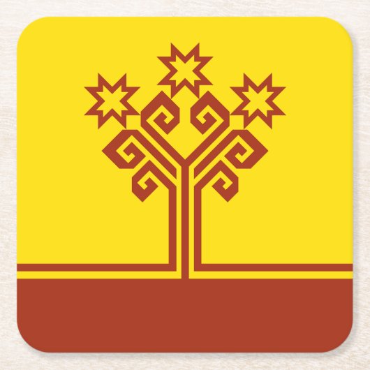 チュバシア国旗 スクエアペーパーコースター (正面)