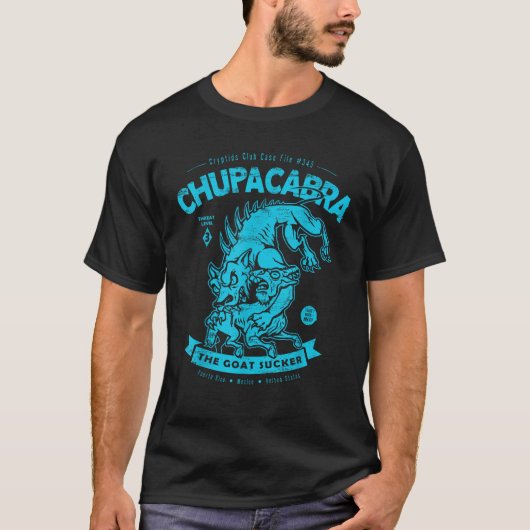 チュパカブラ ヤギ吸血鬼 未確認生物事件ファイル レトロ Tシャツ (正面)