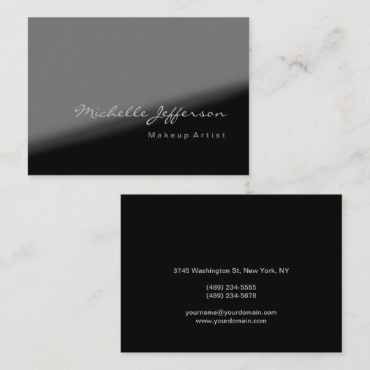 チュビーアーティストグレイ白黒名刺 名刺 (正面/裏面)