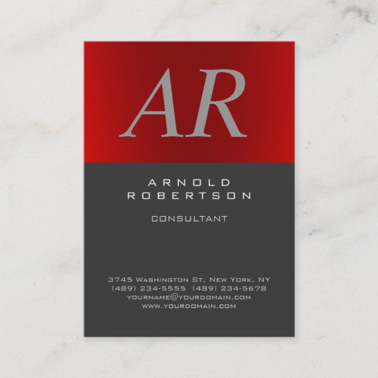 チュビースタイルイタリック灰色モノグラム名刺 名刺 (正面)