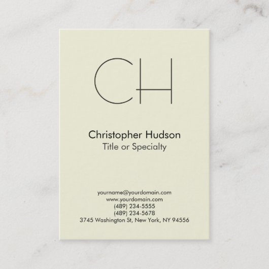 チュビーベージュトレンディーモダンモノグラムビジネスカード 名刺 (正面)