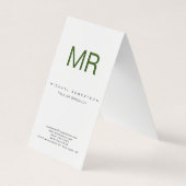 チュビーモダンモノグラムホワイトグリーンビジネスカード 名刺 (正面)