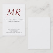 チュビーレトロモノグラムホワイトレッドビジネスカード 名刺 (正面/裏面)