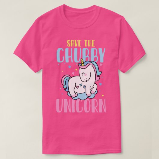 チュビー救ユニコーン虹の魔法ギフト Tシャツ (デザイン正面)