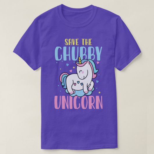 チュビー救ユニコーン虹の魔法ギフト Tシャツ (デザイン正面)