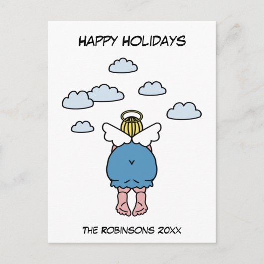 チュビー笑わされるエンジェルユーモアハッピーホリデーズX-Mas ポストカード (正面)
