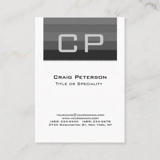 チュビー縦型白黒モノグラム名刺 名刺 (正面)