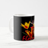 チュリップの花 - 闇に咲く コーヒーマグカップ (正面左)