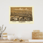 チュリータウン, PAパノラママップ – 1887 ポスター (キッチン)