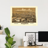 チュリータウン, PAパノラママップ – 1887 ポスター (ホームオフィス)