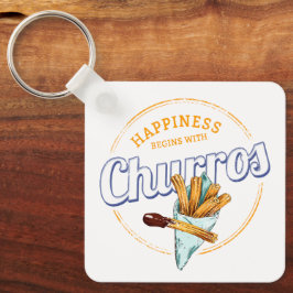 チュロスナックヴィンテージデザートレトロ通り食品 キーホルダー