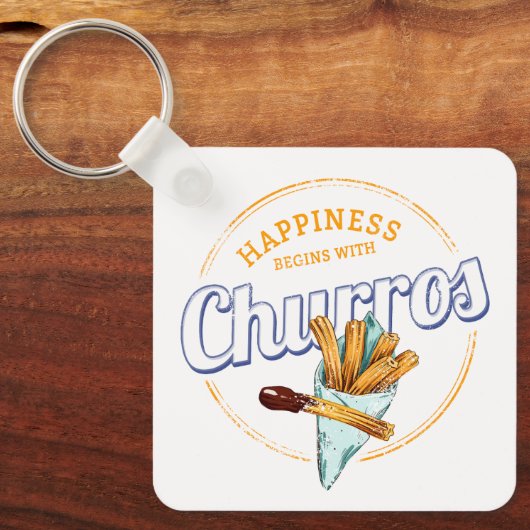 チュロスナックヴィンテージデザートレトロ通り食品 キーホルダー (正面)